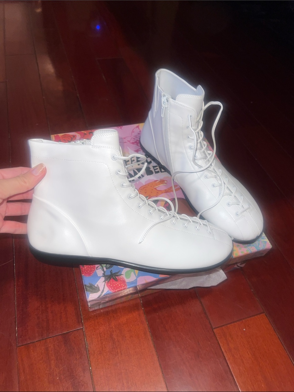 Jeffrey Campbell Boxxed White Lace-Up Ankle Boot sneakers - Picture 2 of 5